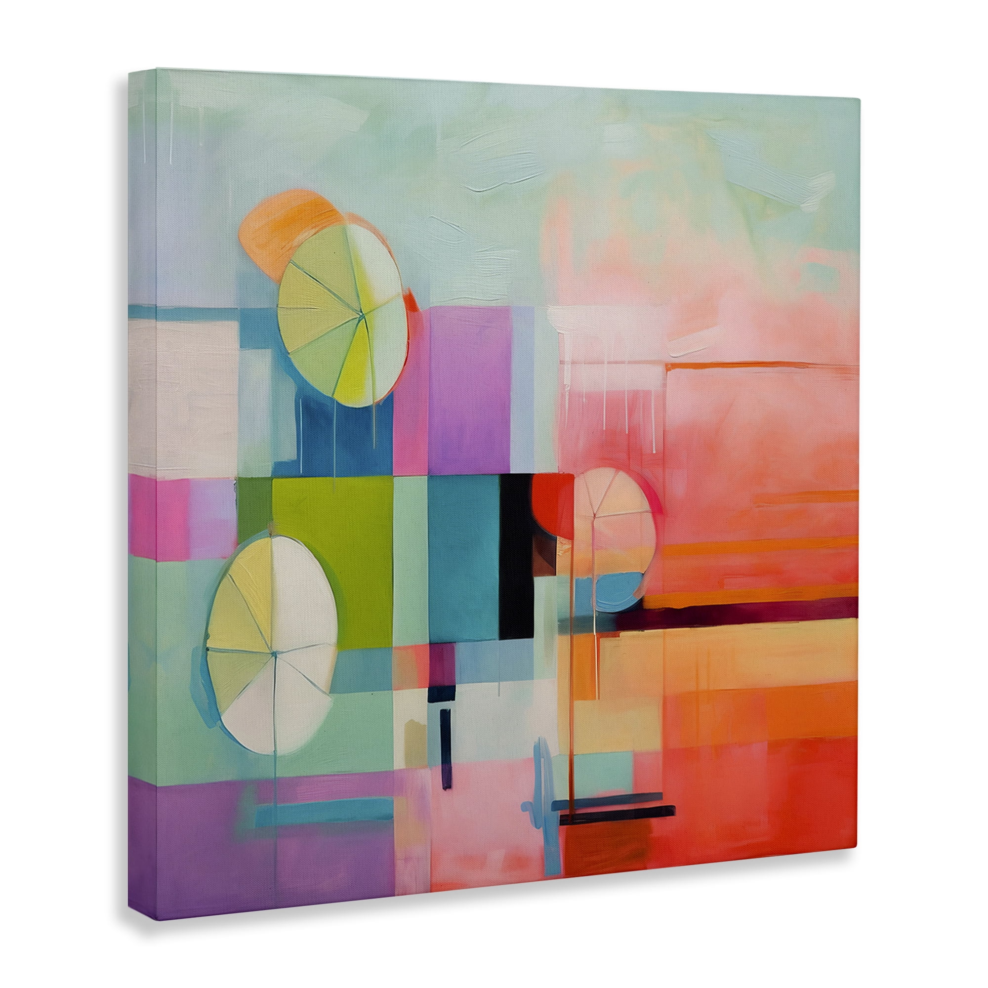 Stupell Industries Beach Umbrellas Abstraction Abstract Painting Gallery Wrapped Canvas Art Print Wall Art, 17 x 17