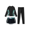 thumbnail image 3 of Yruioon Kids Girls 3 Piece Rash Guard Sets Long Sleeve Swimwear Zip Up Swim Shirt with Bottoms Pants Black 10, 3 of 7