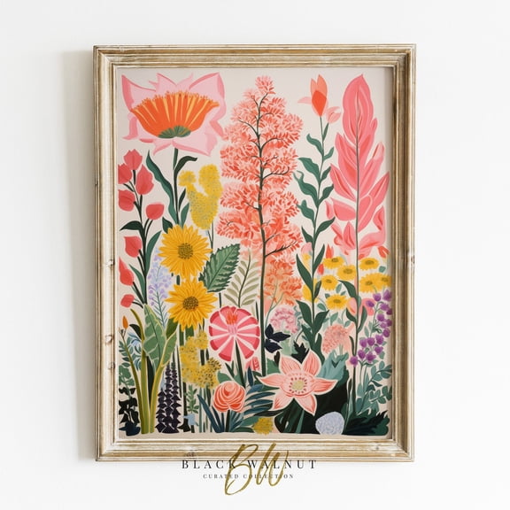 Colorful Flowers Art Poster, Wildflowers, Modern Abstract Flower Market Poster, Maximalist Decor, Dopamine Poster, Eclectic Poster, Size 8x12 UNFFRAMED F03.1.7l3275