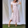 thumbnail image 4 of Vestido Veraniego Midi de Corte A, Holgado, con Escote Cuadrado y Mangas Abullonadas, Estilo Bohemio, con Bolsillos, Estilo 2 M, 4 of 8