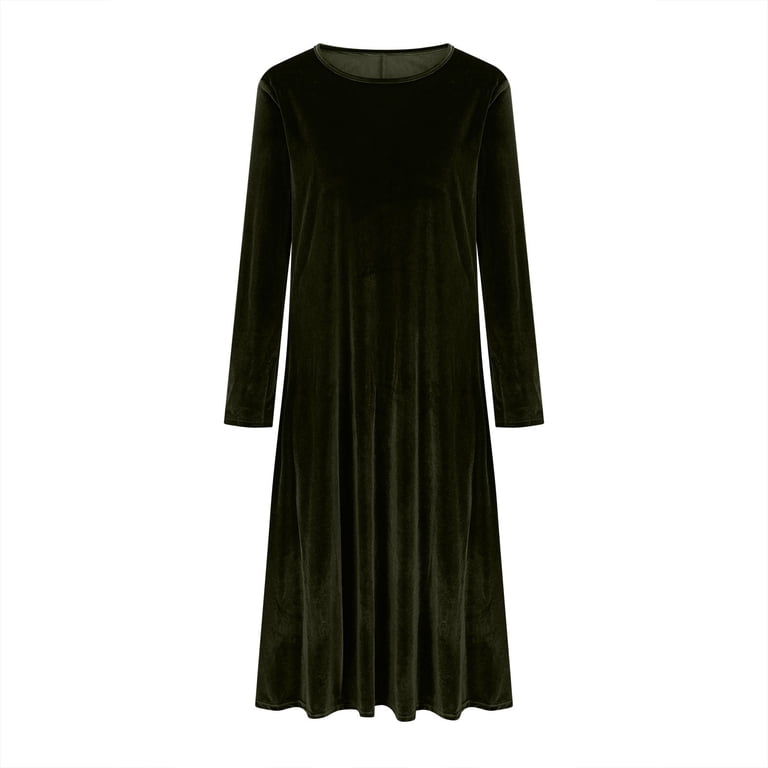 Enjoytime Long Dresses for Women Solid Color Long Sleeve Round Neck Velvet Plus Size Casual Dresses Fall Winter Elegant Party Dress Army Green S - Walmart.com Enjoytime Long Dresses for Women Solid Color Long Sleeve Round Neck Velvet Plus Size Casual Dresses Fall Winter Elegant Party Dress Army Green S - Walmart.com