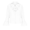 thumbnail image 4 of yillto Womens Chiffon Dressy Shirts Long Sleeve Ruffle V Neck Causal Business Fashion Blouse Tops, 4 of 6