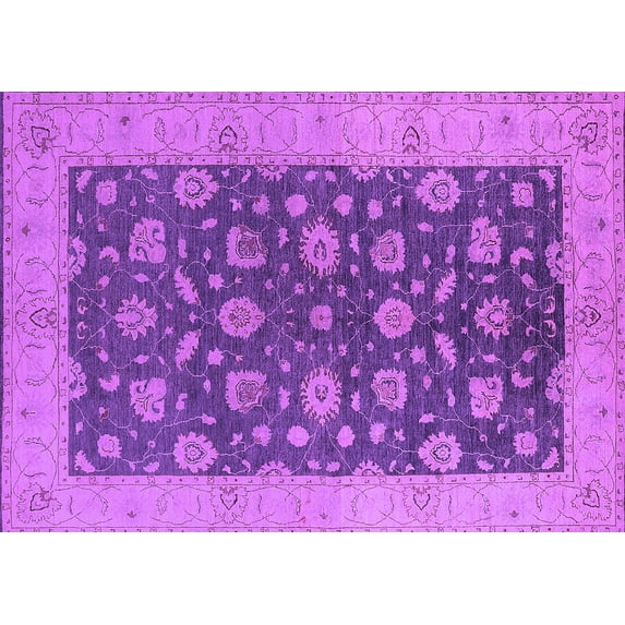 Ahgly Company Indoor Rectangle Oriental Purple Industrial Area Rugs, 7' x 10'