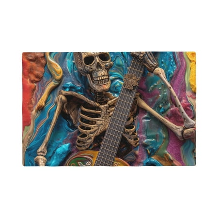 

Placemats Set of 4 / 6 Colorful Guitar Skull Placemats for Dining Table Indoor/Outdoors Heat Resistant Washable Placemats 18 x 12