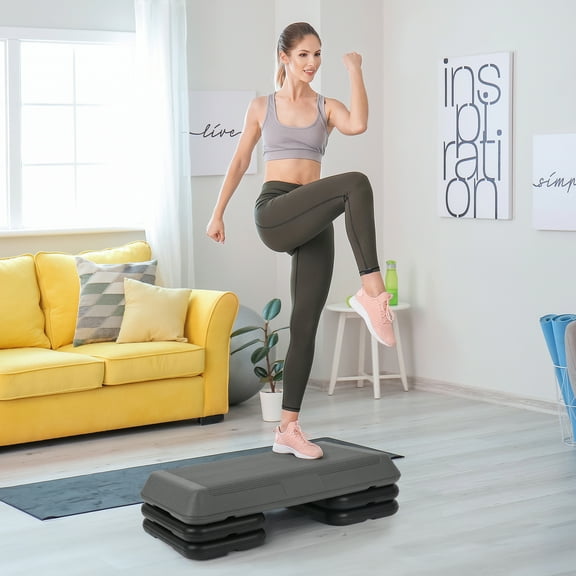 PINDEE Aerobic Stepper 28" Exercise Step Platform with 3 Adjustable Levels, Non-Slip Surface for Home Cardio Workouts, Step Training, Fitness.