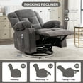 thumbnail image 3 of Clearance! Swivel Recliner Chair for Adults, UHOMEPRO Power Recliner Chair with Massage and Heat, Manual Nursery Rocker Chair Sofa with USB Port, Modern Living Room Lounge Chair, Gray, 3 of 11