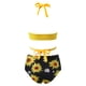 thumbnail image 5 of Gibobby Conjunto de bikini para mujer Bikini de playa de vacaciones de verano para mujer, traje de baño de girasol de cintura alta dividido(Amarillo,M), 5 of 5
