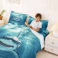 thumbnail image 3 of Feelyou Undersea White Shark Full Size Sheets for Men Boys, Sunlight Sea Animal Bed Sheets, Blue, 4-Piece, 3 of 5