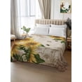 thumbnail image 2 of Sunflowers Flat Sheets Only Twin XL Size, Soft Breathable Bed Top Sheets for Mattress, Vintage Yellow Floral Farm Butterfly Luxury Bedding Flat Sheets for Home Hotel Bedroom Bed Protection, 2 of 9