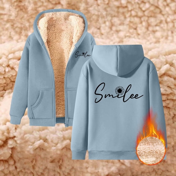 Ladies' Fashionable Comfortable And Casual Autumn And Winter Casual Printed Sports Winter Coat With Zipper Hooded Sweatshirt With Pocket Velour plus Size Jacket Soft Jackets Women Zip Sweatshirts for