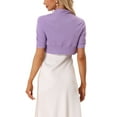 thumbnail image 3 of INSPIRE CHIC Women's Short Sleeves Bolero Open Front Shrugs Cropped Cardigan Lilac S, 3 of 6