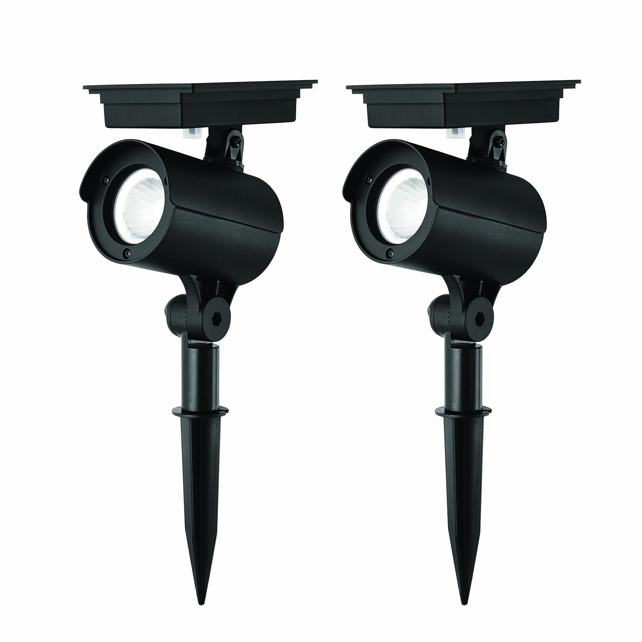 (2 pack) Mainstays Solar Powered Black LED Landscape Spot Light, 60 Lumens (2 Count)