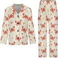 thumbnail image 4 of Top-kevin Womens Pajamas Set Cute Capybara Flowers Soft Long Sleeve Sleepwear Button Down Sets, 4 of 12