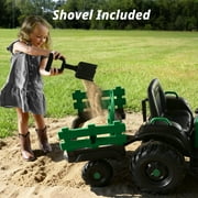 Hikiddo 24 Volt Ride on Toys, Kids Electric Ride On Tractor with Trailer - Green