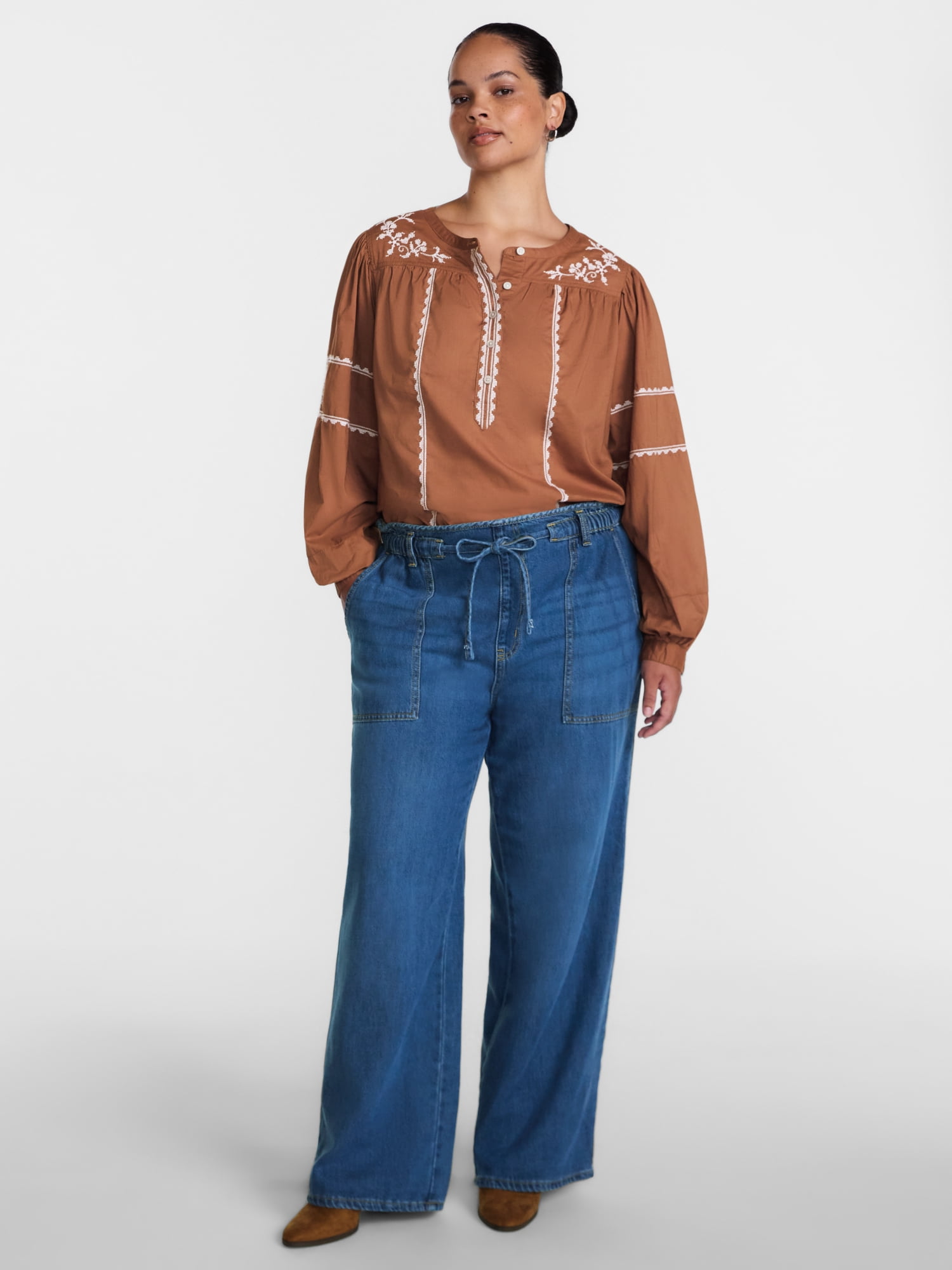 Scenario Women's Drapey Denim Jeans, Sizes XS-XXXL