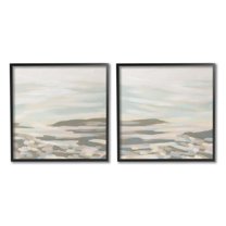 Stupell Industries Brushed Desert Landscape Abstract Painting Black Framed Art Print Wall Art, 24 x 24, Set of 2