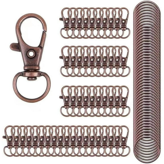 104PCS Swivel Snap Hooks with Key Rings, Metal Lobster Claw Clasp, Keychain Rings for Crafts(Mixed Color, 1.25inch(32mm)