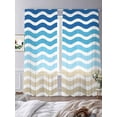 thumbnail image 2 of Blue Brown Stripes Sheer Curtains for Living Room Bedroom Abstract Geometric Ombre Wave Stripe Sheer Curtains 84 Inch Long 2 Panels Set Light Filtering Curtain Window Treatments Drapes, 2 of 6