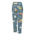 thumbnail image 6 of kaondbfi Women's Linen Printed Casual Pants Summer Lightweight Elastic Waist Beach Vacation Trousers with Pockets, 6 of 9