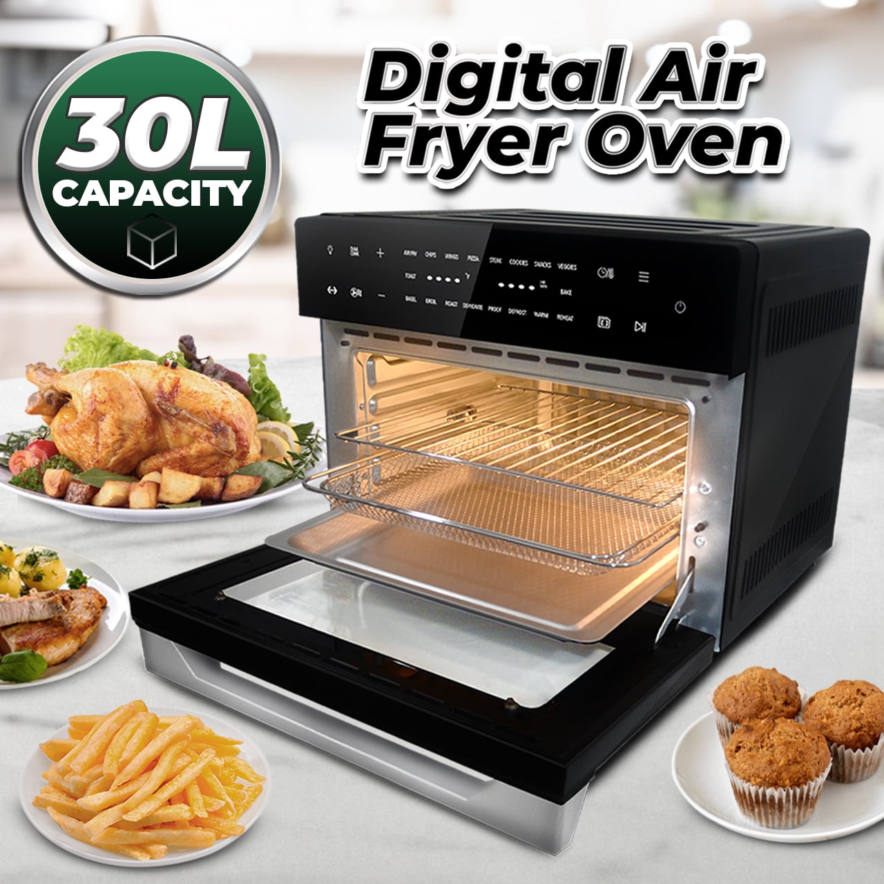 Emerald 32QT Digital Air Fryer Oven Uses 360 Rapid Air Technology 