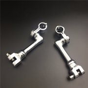 HTT-MOTOR Chrome Long Angled Adjustable Highway Peg Mounting Kit For Bike with 1 inch (1") 25mm Front Engine Guard Frame Tube Yamaha V-STAR Roadstar Suzuki Boulevard