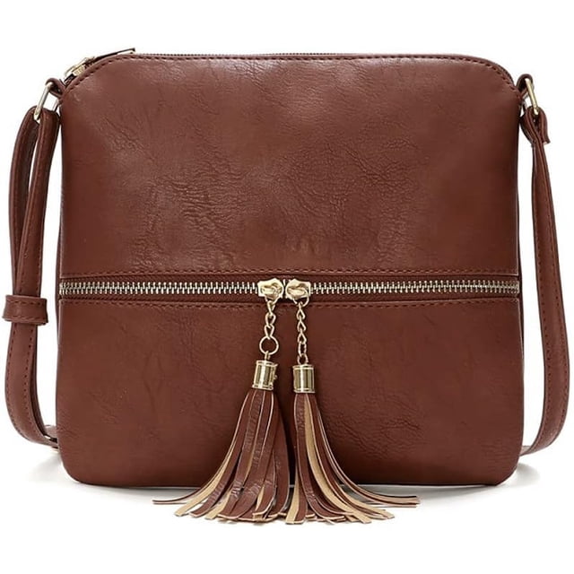 LHSHIDU Crossbody Bag for Women Lightweight Dome Shoulder Bag Retro Leather Satchel Wallet for Work Travel
