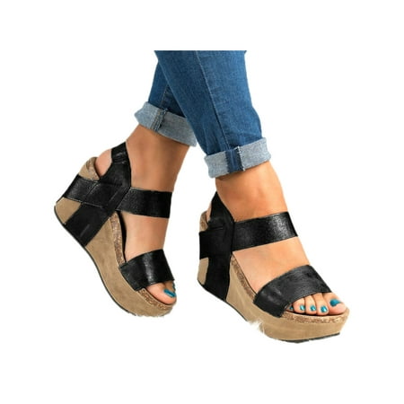Heel Wedge Sandals - Women Casual Wedge High Heel Open Toes Sandals Platform Shoes Summer