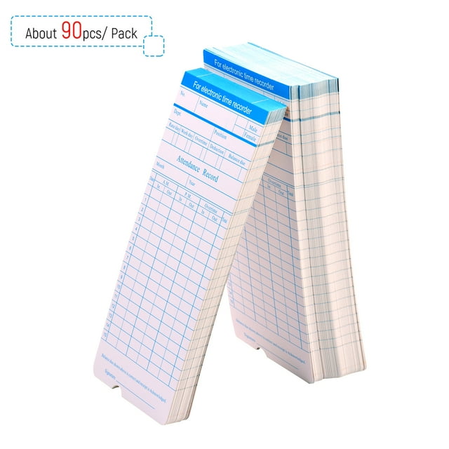 TFixol90pcs/ Pack Time Cards Timecards Monthly 2-sided 18 * 8.4cm for Employee Attendance Time Clock Recorder