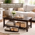 thumbnail image 5 of Kawind Home Solid Wood Coffee Table, Dark Walnut Finish, Classic Living Room Centerpiece, 5 of 7