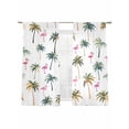 thumbnail image 2 of Palm Trees Semi Sheer Curtains 63 Inch Length 2 Panels Set, Watercolor Tropical Flamingo Summer Sheer Kitchen Curtain Privacy Voile Window Curtain for Living Room Bedroom Rod Pocket Drapes, 2 of 7