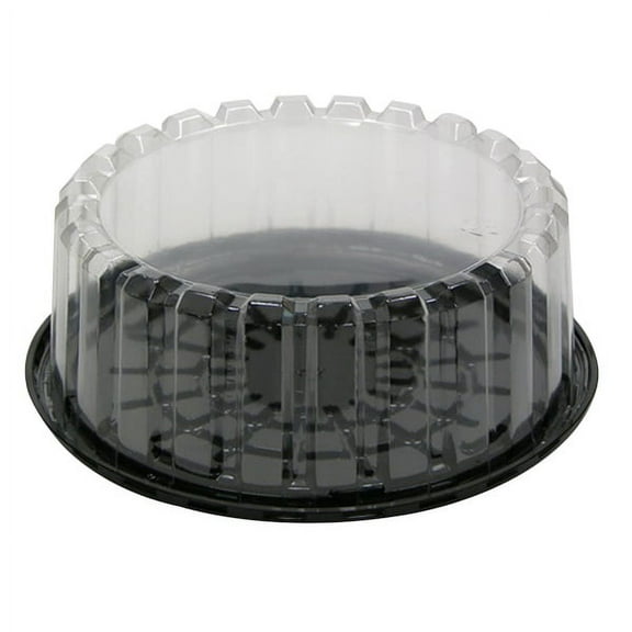 Pactiv Showcake APET Plastic Round Cake Container Black/Clear, 9.25" Inside x 10.25" Outside | 100/Case