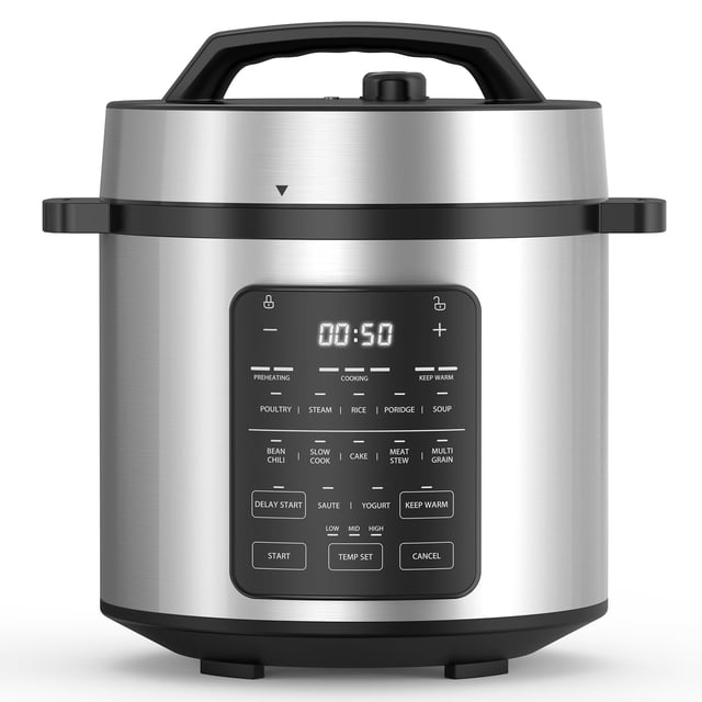 Olla a presión eléctrica Sweetcrispy de 6 cuartos de galón, 12 en 1, multicocina digital, vaporera de arroz y yogurtera de acero inoxidable