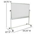 thumbnail image 4 of Flash Furniture HERCULES Series 64.25"W x 64.75"H Double-Sided Mobile White Board with Pen Tray, 4 of 13