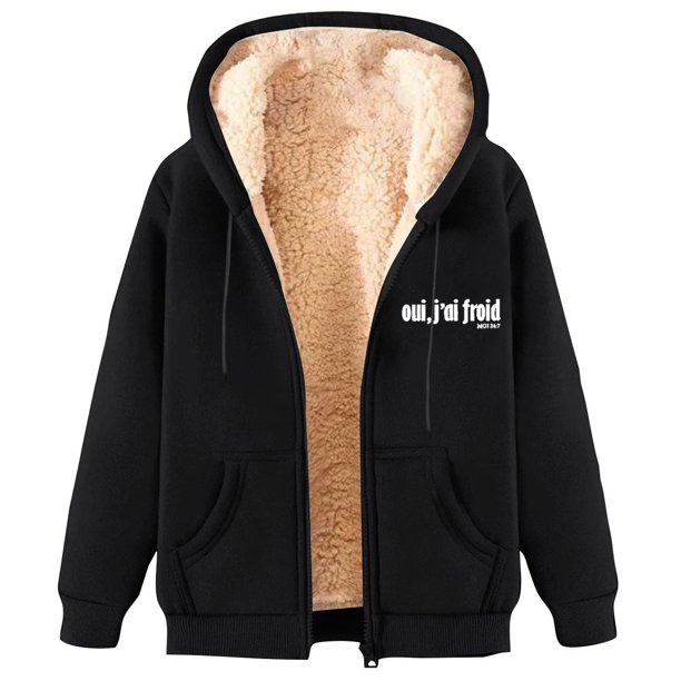 Chaqueta y sudadera informal con capucha de manga larga para mujer, con estampado de moda, de polar y capucha