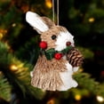 thumbnail image 4 of 1 Pc Woodland Animal Xmas Ornament Sisal Straw Rustic, Classic Farmhouse Sisal Straw Friends Animal Figurine with Pinecone Berry, Neutral Rustic Forest Hanging Accessory, Trees, Wreaths, 2D, 4 of 6