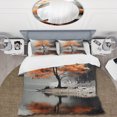 thumbnail image 2 of Designart "Orange And Grey Forest Autumn gracefulness II" Floral Bedding Covert Set - Forest Orange Landscapes Bed Set With 2 Shams, 2 of 6