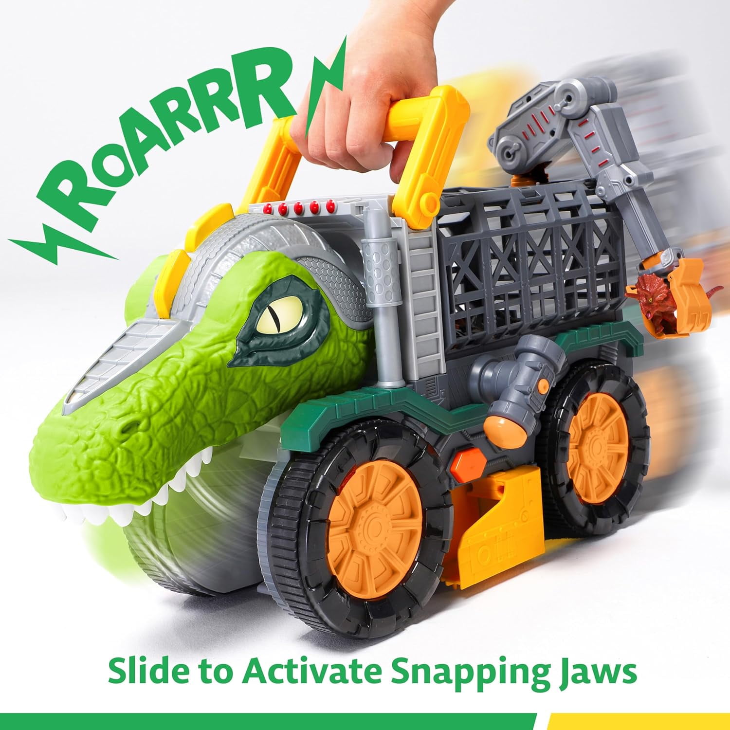 VROOMIX Kids Big Dinosaur Truck Toys with 8 Dino Figures, Crane Arm & Drive-Through Tunnel, Launching Chambers & Shooting Darts, Best Gifts for 3+ Year Old Boys & Girls