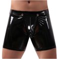 thumbnail image 2 of DPTALR Hommes Slips Décontractés Solides Culottes en Cuir Verni Sexy Taille Basse Boxeurs Boutonnés devant, 2 of 9