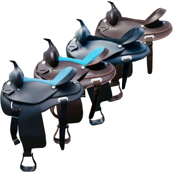 Resistance Western Adult Synthetic Pleasure Trail Saddle with Straight Round Design, Sizes 14 15 16 17 18 inch Available