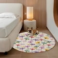 thumbnail image 2 of Spring Flowers Round Area Rug 4Ft Washable Circle Rugs for Bedroom Dining Room, Watercolor Floral Vintage Beige Non-Slip Carpet Floor Mats Indoor Outdoor Carpet Runner Aesthetic Home Decor, 2 of 8