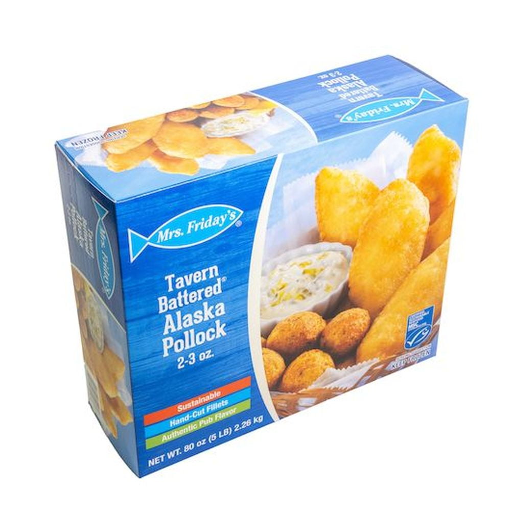 Mrs Fridays Tavern Battered Pollock Fillet, 5 Pound 4 per case