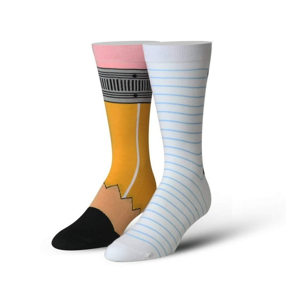 Odd Sox – Big Kids Pencil & Paper Back to School-Themed Novelty Crew Socks – Fun & Colorful Designs