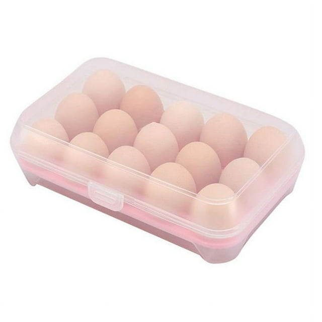 AMERTEER 15 Grid Egg Storage Box Refrigerator Crisper Egg Protection Box Portable Egg Carriage Container For Camping Picnic