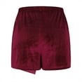 thumbnail image 7 of UYISJ Skorts for Women High Waisted Skirt with Shorts Side Slit Pull On Stretchy Mini Skirts Casual Shiny Velvet Going out Shorts Wine M, 7 of 7
