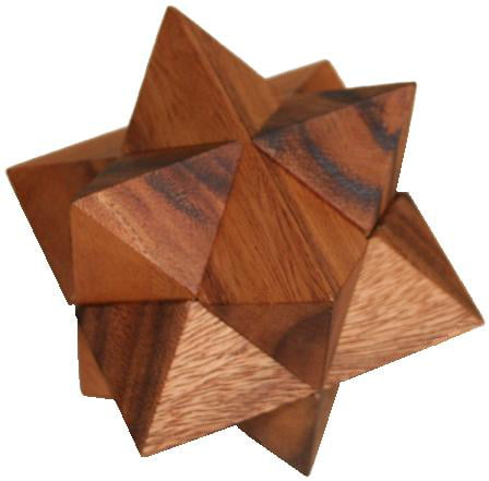 Double Star 3D Wood Construction Puzzle Brain Teaser 