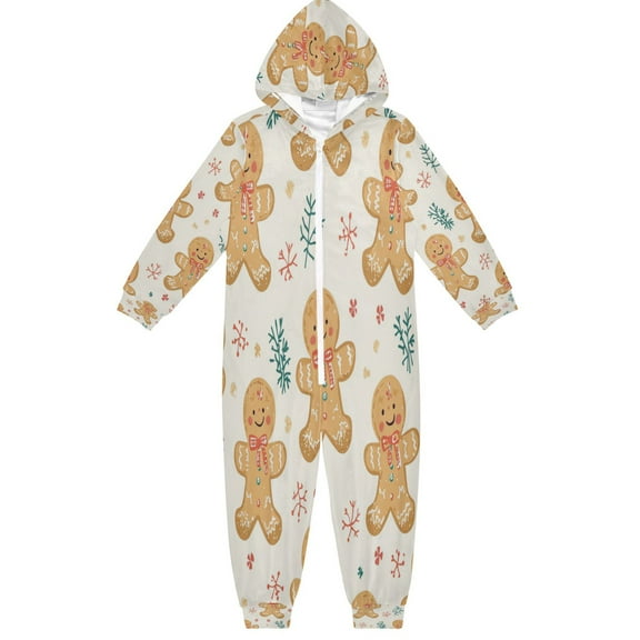 RMDQTR Ultra-Soft Crystal Velvet One-Piece Pajamas/Loungewear Christmas Gingerbread Man