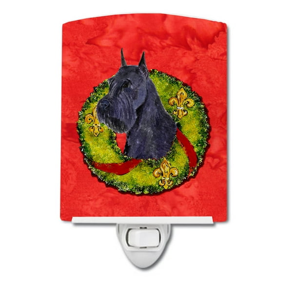 Caroline's Treasures SS4210CNL Schnauzer Cristmas Wreath Ceramic Night Light, 6x4x3", multicolor