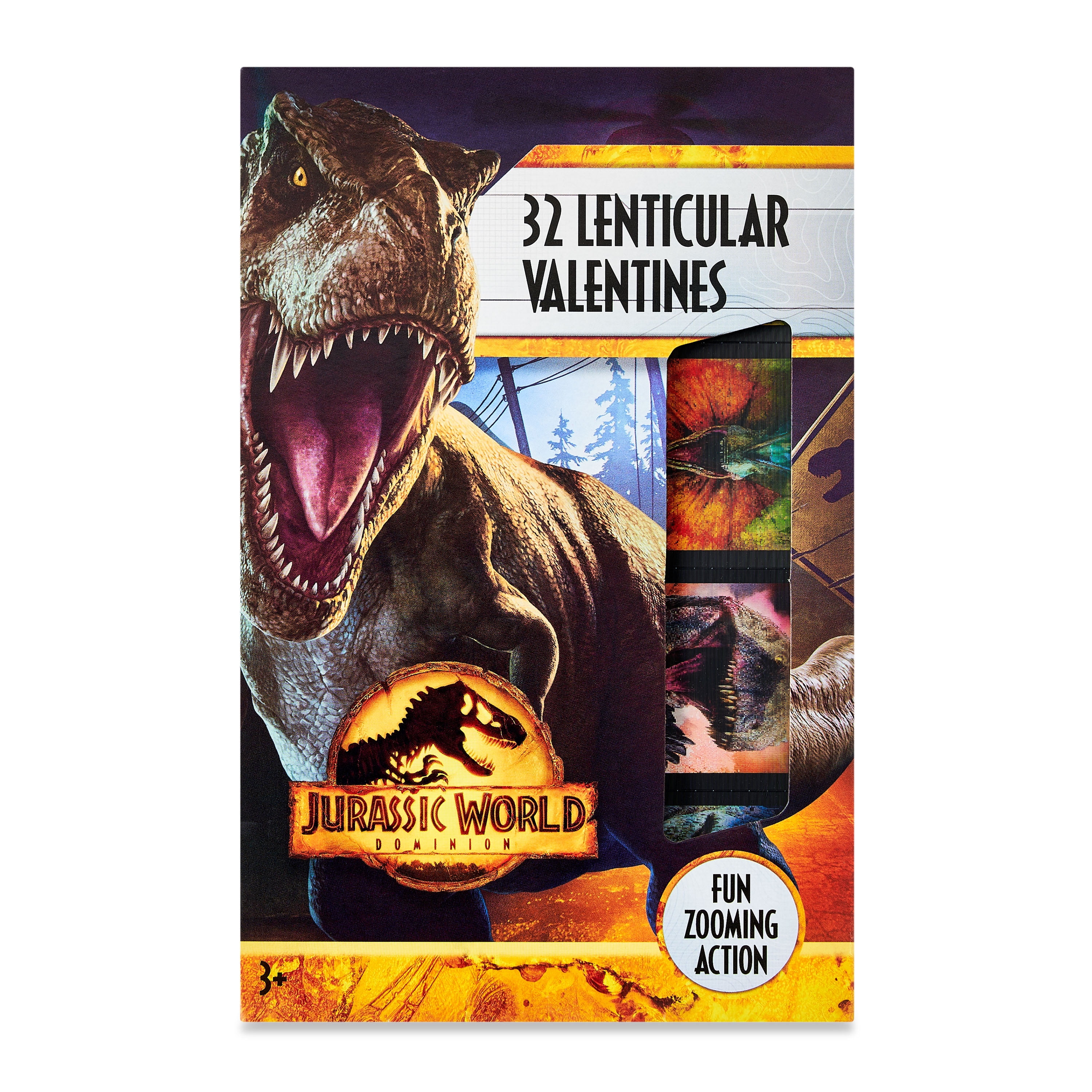 Way To Celebrate Jurassic World Valentine's Day Cards, 3 Stage Lenticular, 32 Count, Classroom Exchange