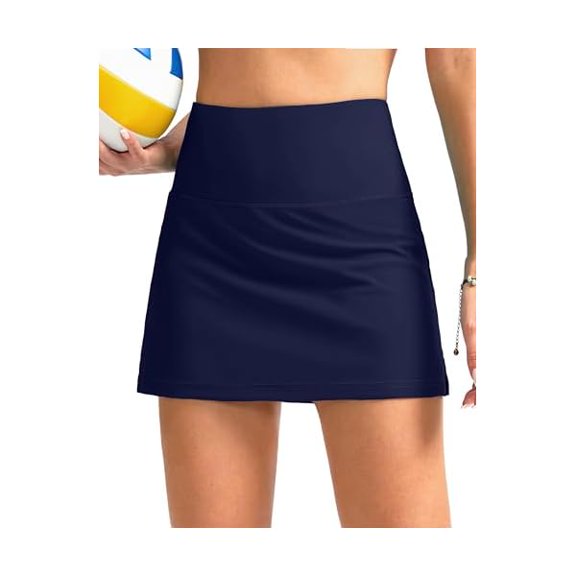 Women's High Waisted Swim Skirt with Pocket Tummy Control Tankini Swimsuit Bathing Suit Bottoms for Women