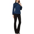 thumbnail image 2 of INSPIRE CHIC Women's Elegant Satin Turn Down Collar Long Sleeve Button Up Work Shirt Top Navy Blue XS, 2 of 5